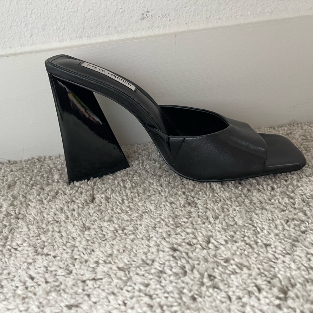 Steve Madden Black Mules with Angular Block Heel